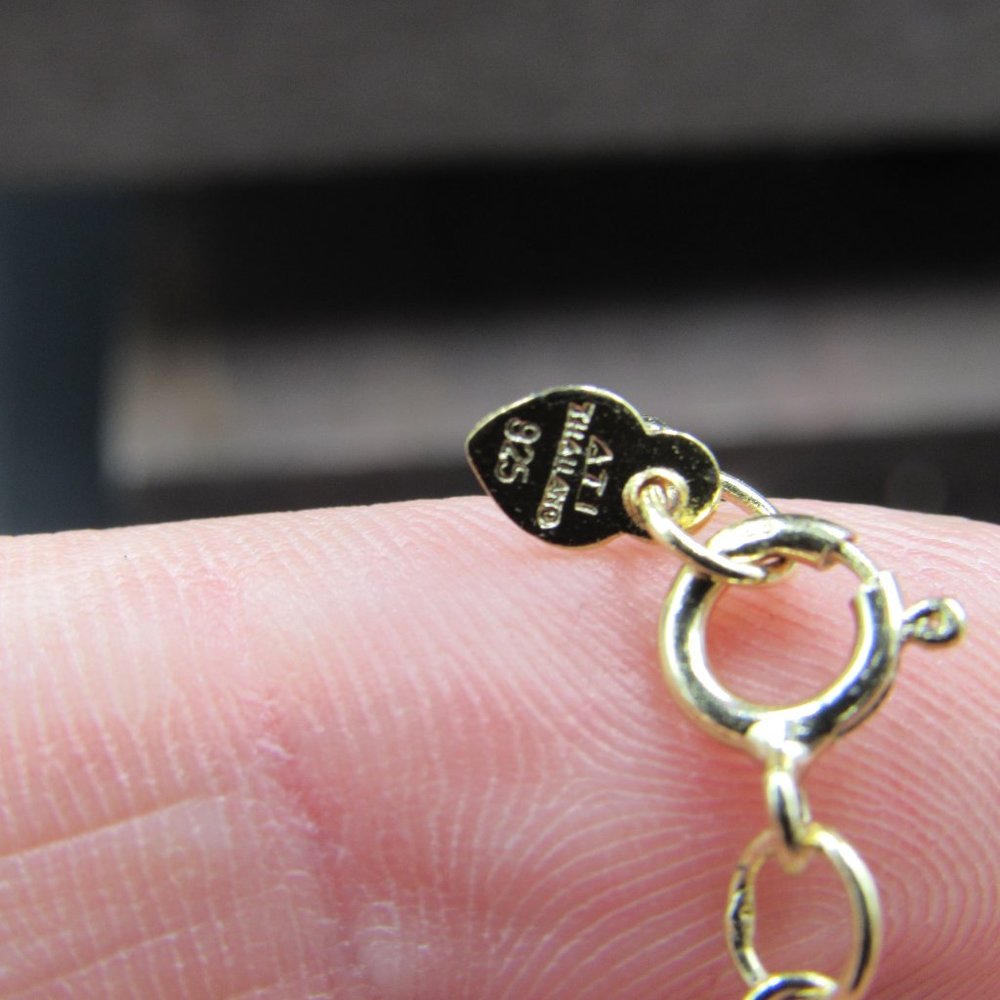 8" Sterling Gold Plated Marquise CZ Bracelet - Picture 3 of 5
